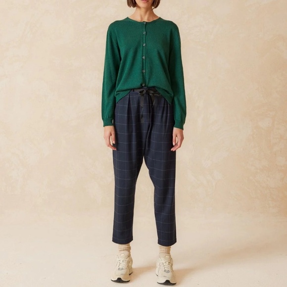 Indi & Cold, Anate Tailored Baggy Pants, Navy - Picture 1 of 12